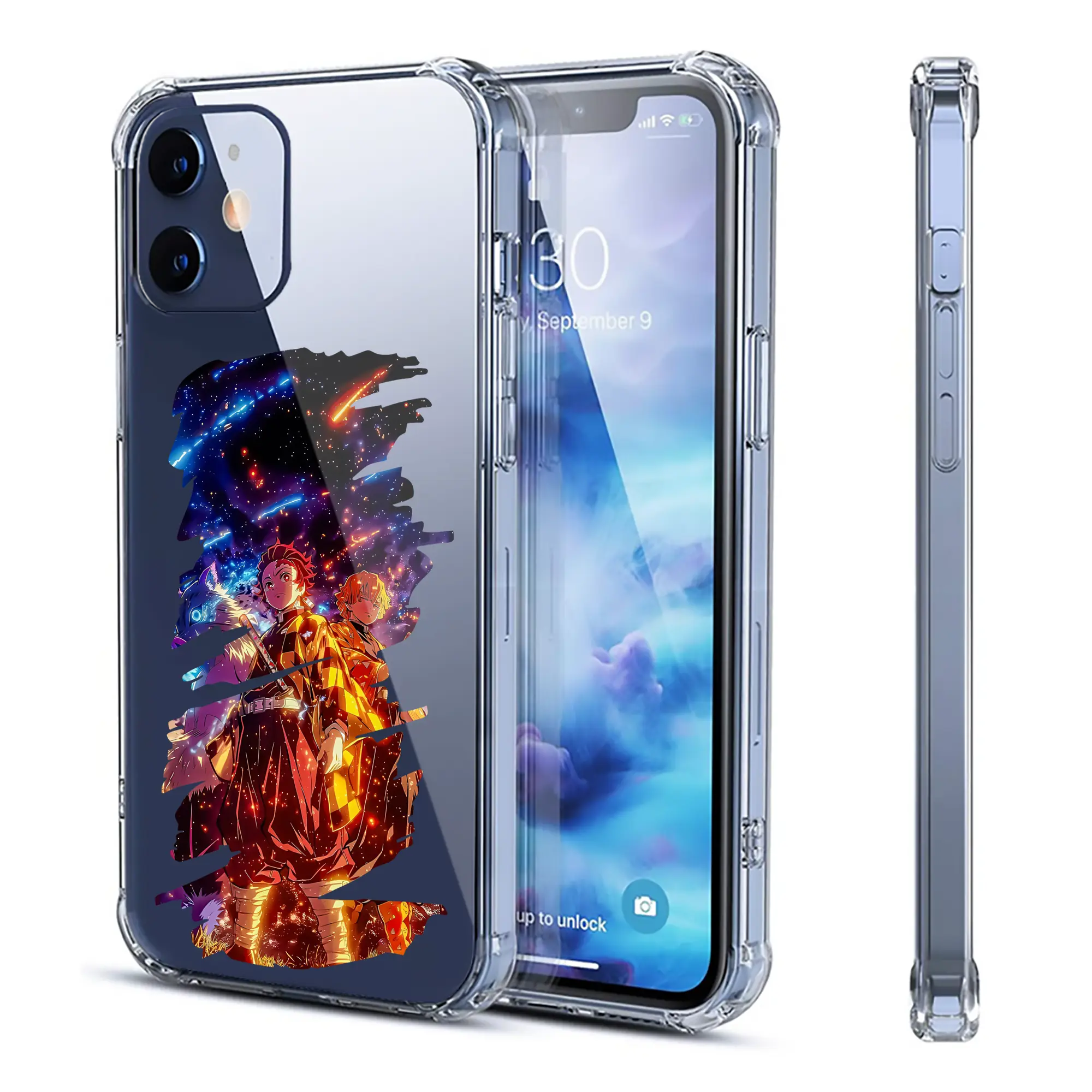 鬼滅の刃 グッズ,竈門 炭治郎 - IPhone 12シリーズ対応 ・ 透明スマホケース ・ クリアソフトケース ・ TPU素材 ・ 耐衝撃 ・ 高密着 ・ 防汚 防指紋 ・ 簡単着脱